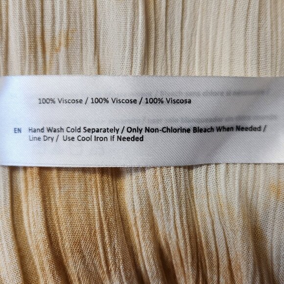 Band Of Gypsies 2X Blouse Sleeveless Gold Yellow Tie Dye Peplum Ruffles Boho NWT - Picture 5 of 5